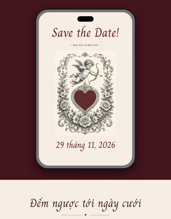 Preview of the Ái Tình wedding invitation template