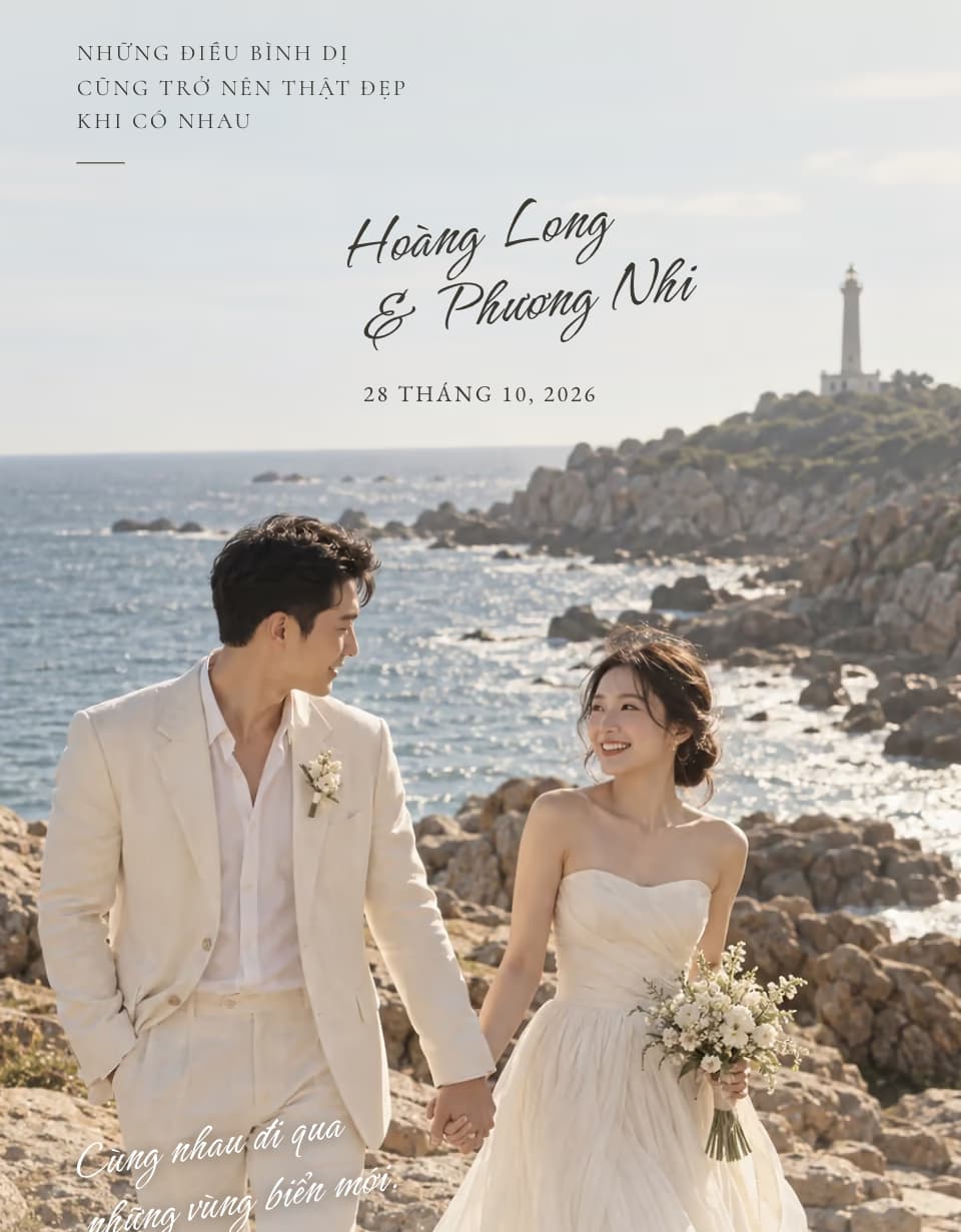 Preview of the Sóng wedding invitation template